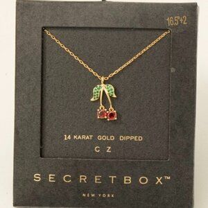 14K GOLD CHERRY RHINESTONE NECKLACE
